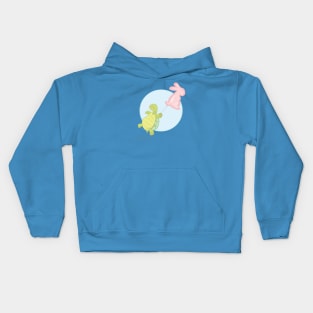 A Turtle With A Pink Hare Ballon Kids Hoodie